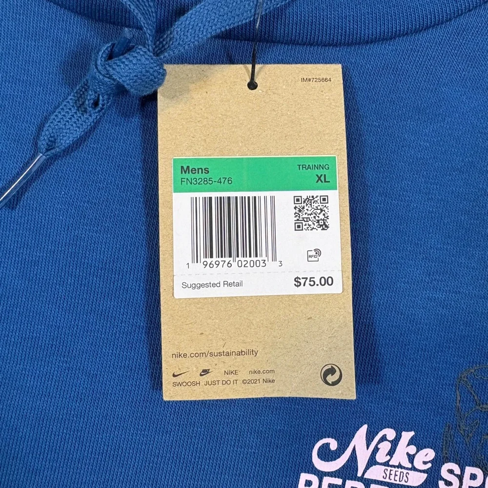 Nike Dri-FIT Sport Performance Graphic Hoodie Blue FN3285-476‎ X-Large $75